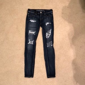 American Eagle ripped super low jeggings